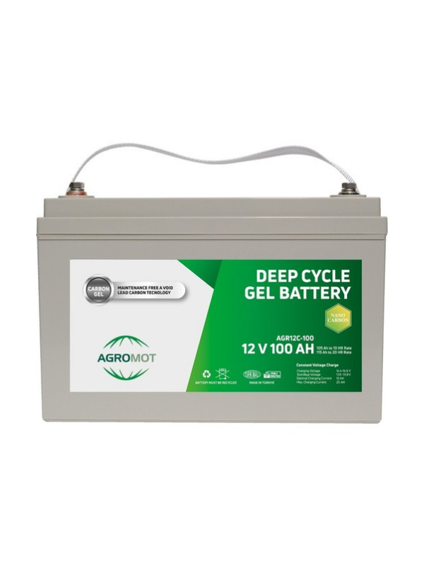 Agromot 12V 100Ah Deep Cycle Nano Karbon 20HR Jel Akü
