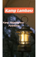 SHUFA Nostaljik Işığı Ayarlanabilir USB Şarjlı Ledli Haki Kamp Lambası