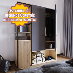 Onur Pratik Gardırop Ahşap Antrasit 140*180*50 cm