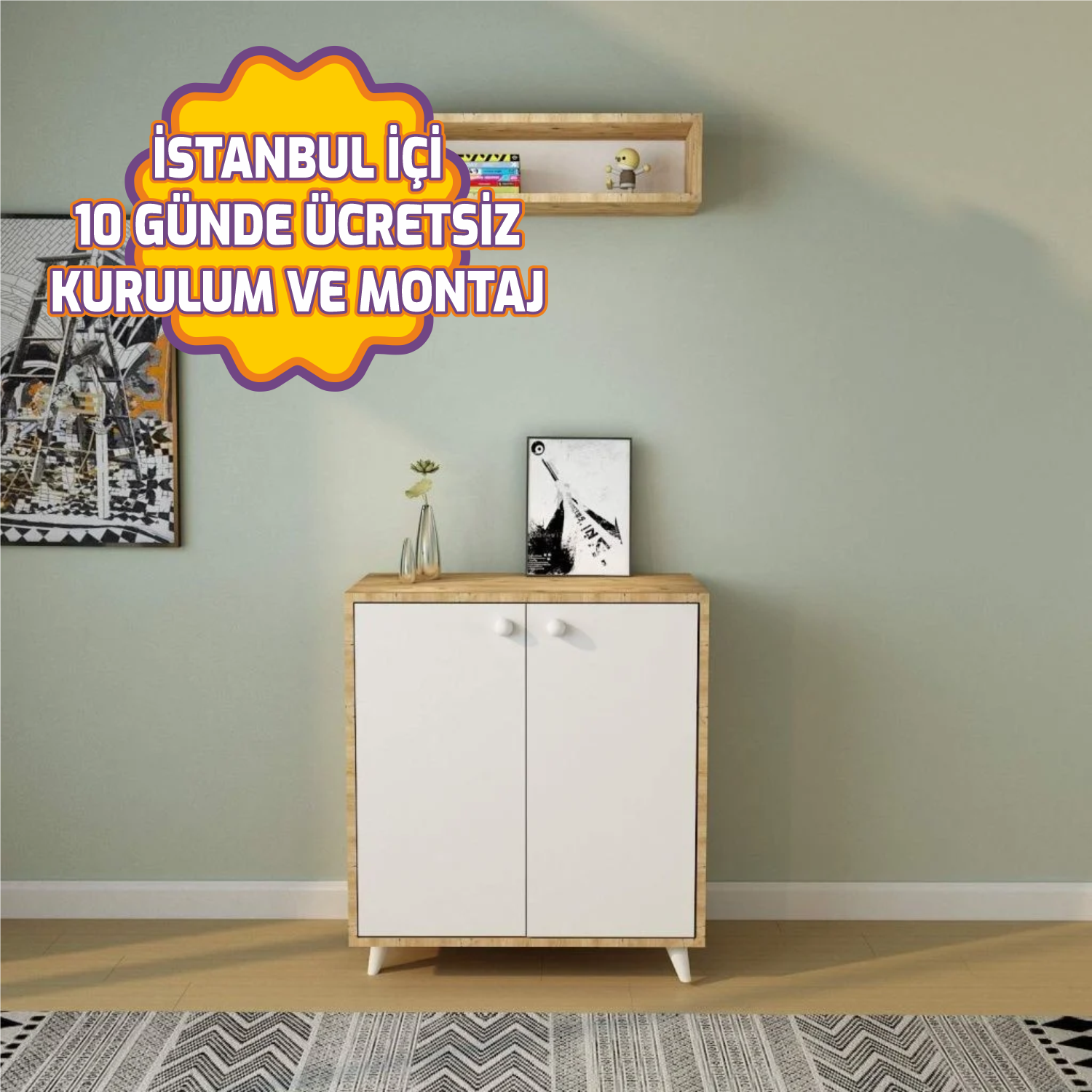 Nisa Ayakkabılık Atlantik Çam Beyaz 80*80*40 cm