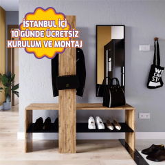 Aynalı Portmanto Aurora Ceviz