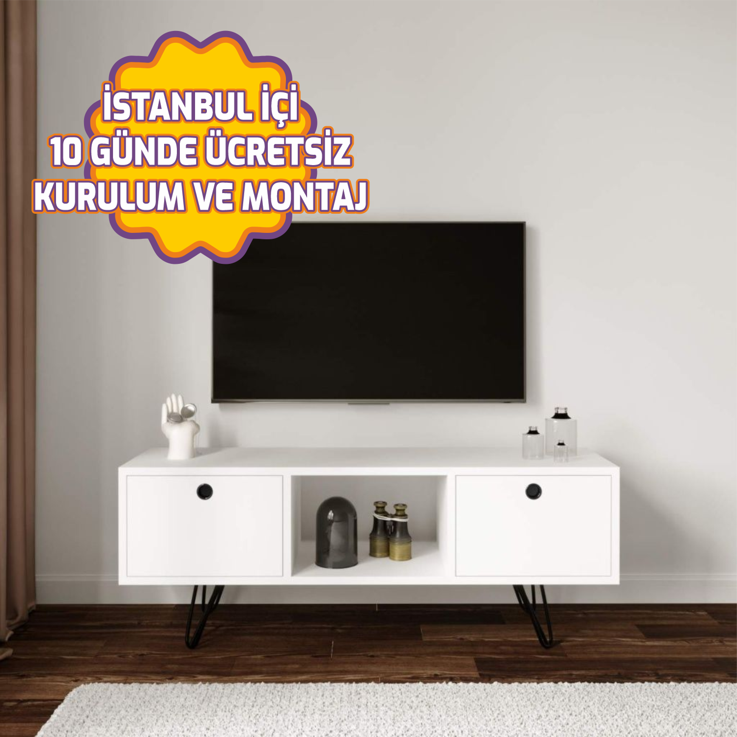 Yaren Tv Sehpa Beyaz 120*50*35 cm