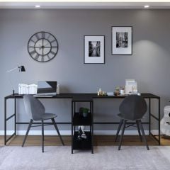 Büyük Boy İkili Çalışma Masası Siyah 240*60*72 cm