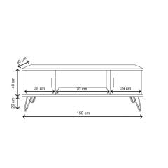 Seyhan Tv Sehpa Keçe Meşe 150*60*40 cm