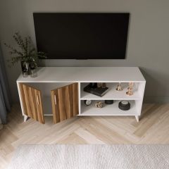 Güner Tv Sehpa Yerli Ceviz Beyaz 150*70*40 cm