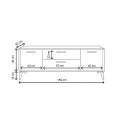 Sude Tv Sehpa Keçe Meşe Beyaz 150*55*40 cm