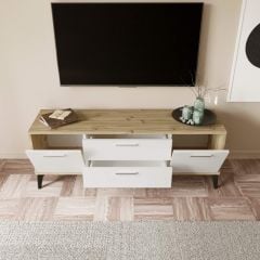 Sude Tv Sehpa Keçe Meşe Beyaz 150*55*40 cm