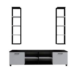 Çift Raflı Tv Ünitesi Siyah Beyaz 180*50*40 cm