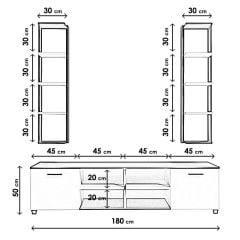 Çift Raflı Tv Ünitesi Siyah Beyaz 180*50*40 cm