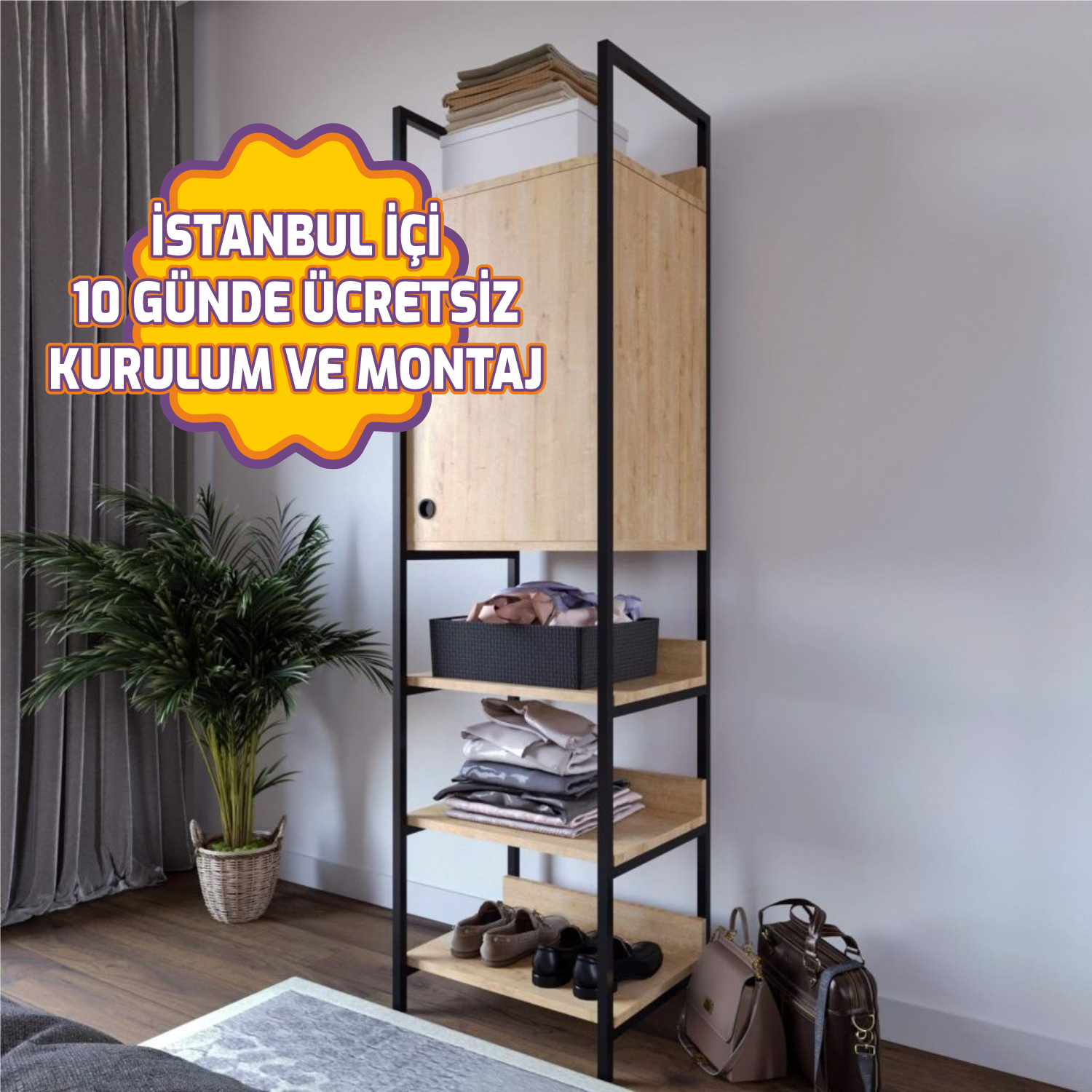 Poyraz Trend Gardırop Tekli Üst kapaklı 50*180*40 cm