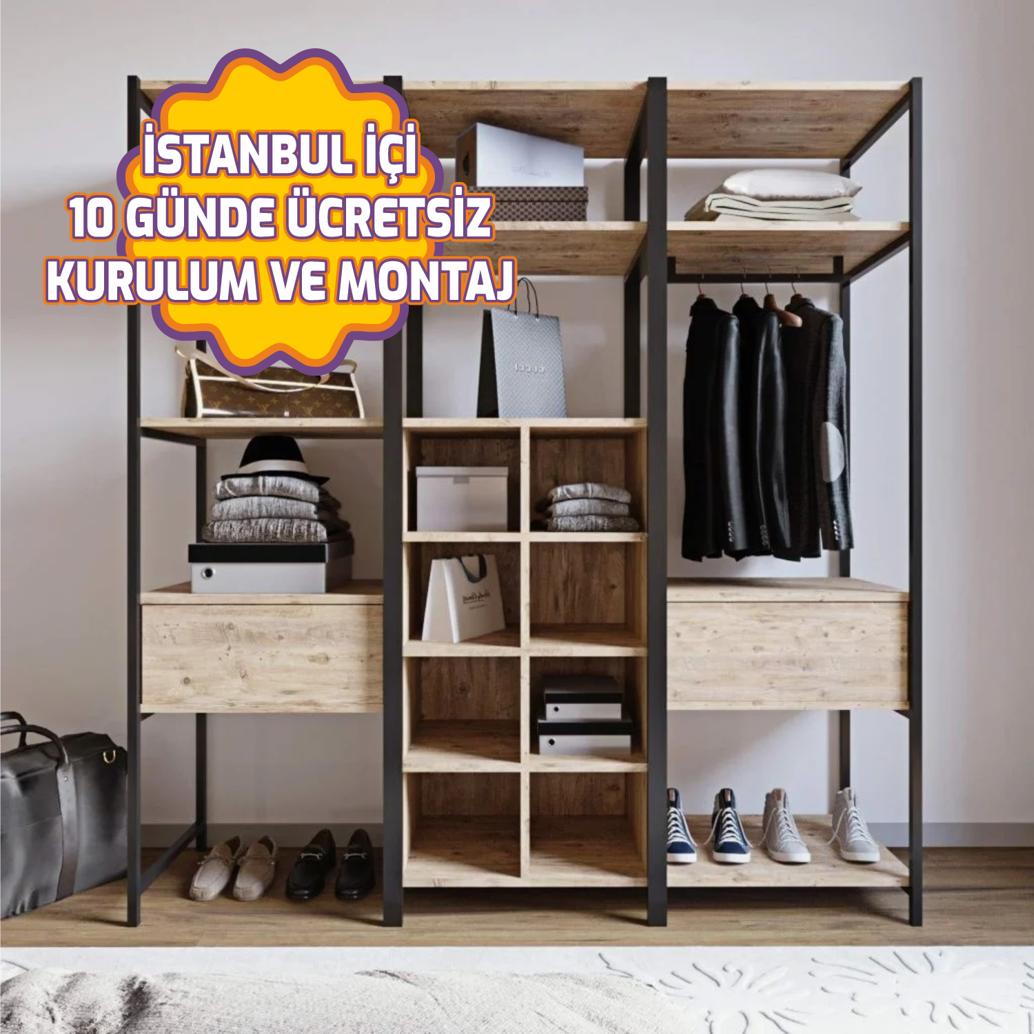 Ömer Trend Gardırop Küçük Raflı 200*180*40 cm