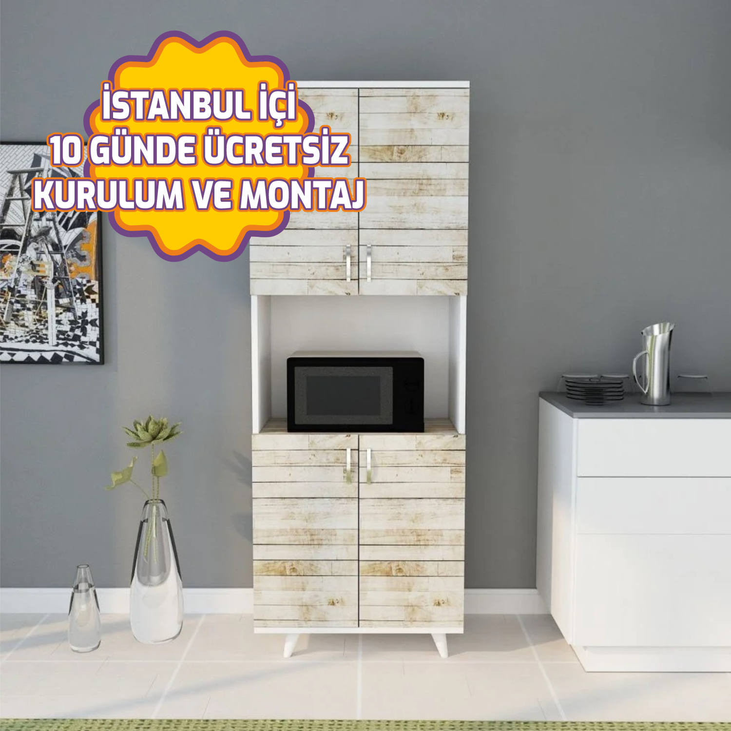 Baskılı Mutfak Dolap 191x40x70 cm