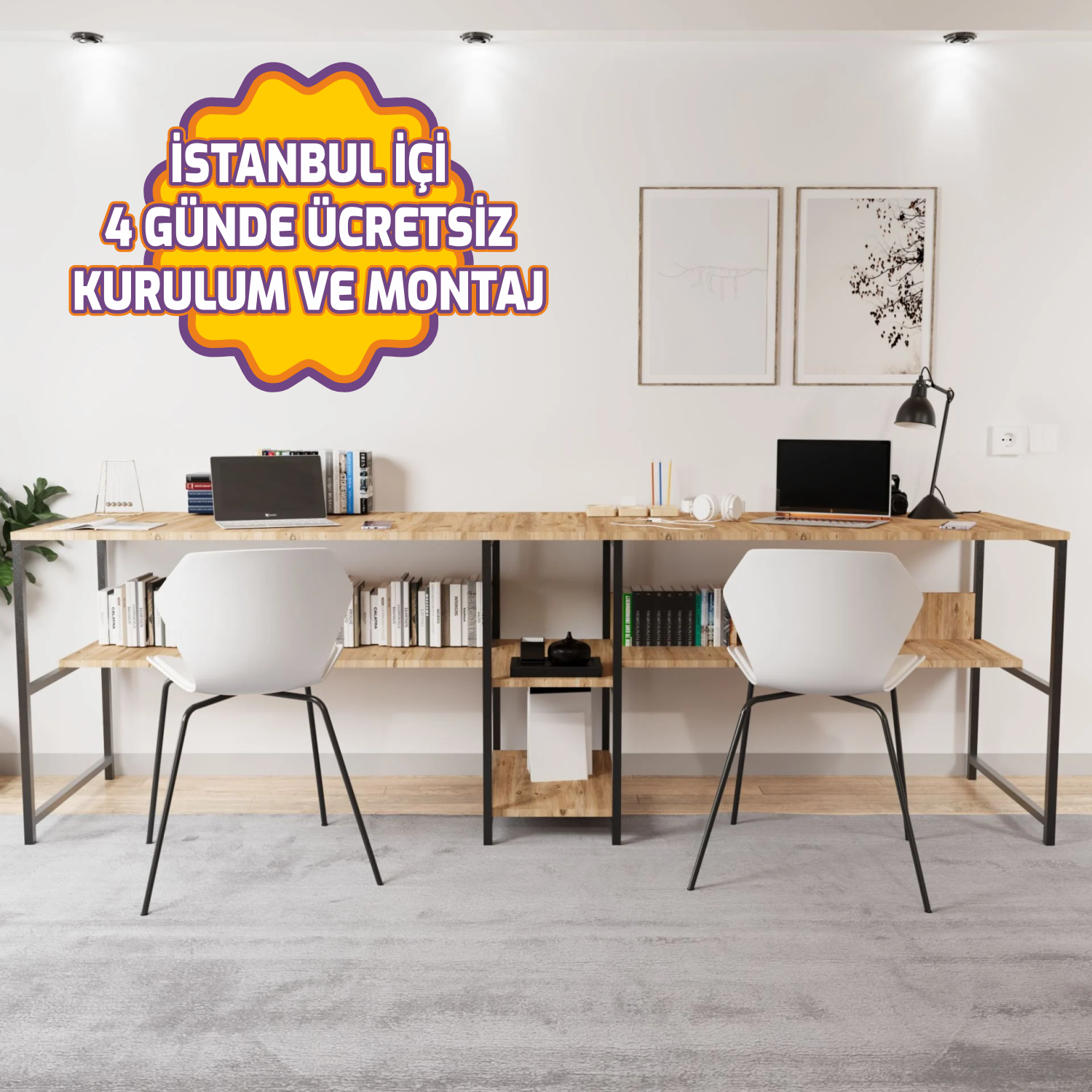 Büyük Boy İkili Çalışma Masası L419