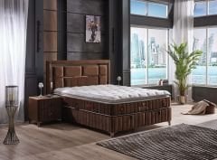 Brown Diamond XL Keten Lifli Organik Pedli Yatak Seti (Yatak+Baza+Başlık)