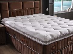 Brown Diamond XL Keten Lifli Organik Pedli Yatak Seti (Yatak+Baza+Başlık)