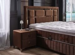 Brown Diamond XL Keten Lifli Organik Pedli Yatak Seti (Yatak+Baza+Başlık)