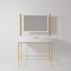 Modern Makyaj Masası L747 Gold Beyaz