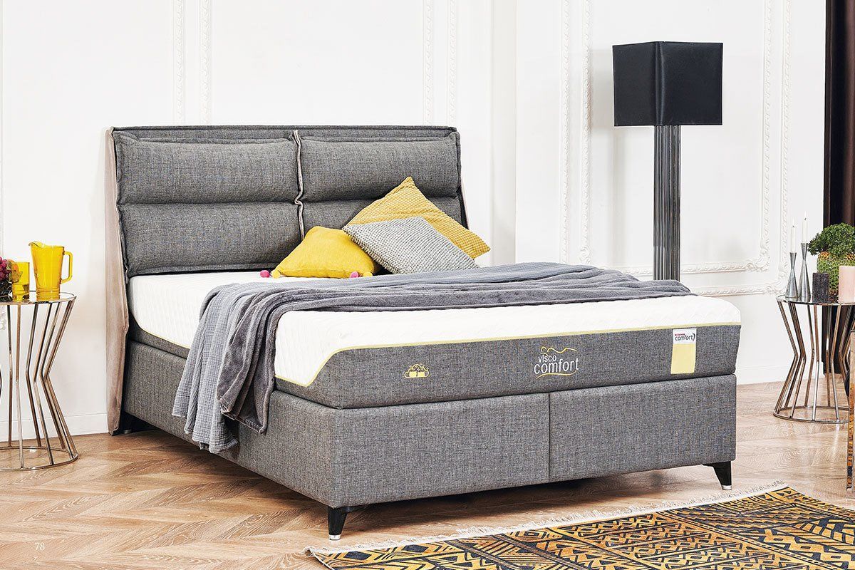 Visco Comfort Visco ve Kuş Tüyü Sünger Ortopedik Yıkanabilir Fermuarlı Kılıflı 4 Mevsim Yatak Seti (Yatak+Baza+Başlık)
