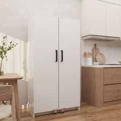 2 Kapaklı 16 Bölmeli Raflı Çok Amaçlı Mutfak Kiler Balkon Dolabı 90*40*173 cm Beyaz