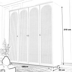 Mila 4 Kapılı Gardırop 180*53*210 cm