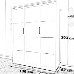 Can 3 Kapaklı Gardırop 136*52*203 cm