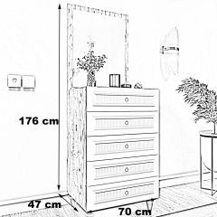 Aliser 5 Çekmeceli Aynalı Şifonyer 176*47*70 cm