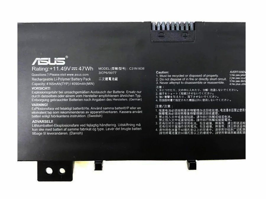 Asus Orjinal Vivobook C31N1636 N580G N580V N580Vd N580vn, N580gd, N580v M580, N580, N580g, X580v, X580vd, X580vn X580, X580g, X580gd Batarya Asus Pil