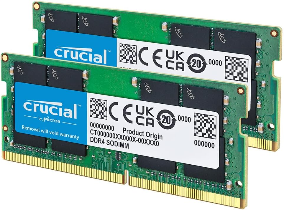 Crucial RAM 32GB (2x16GB) DDR4 3200MHz CL22 (2933MHz veya 2666MHz) Laptop Bellek Kiti CT2K16G4SFRA32A