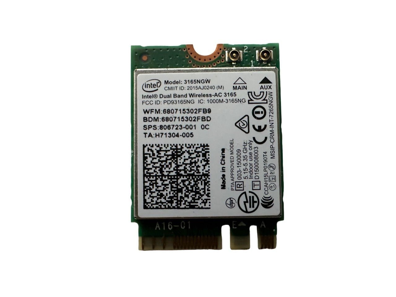 İntel 3165 3165NGW  Dual Band Ac3165 Wireless + Bluetooth4.0 Mini NGFF  802.11 Wireless Wifi Card