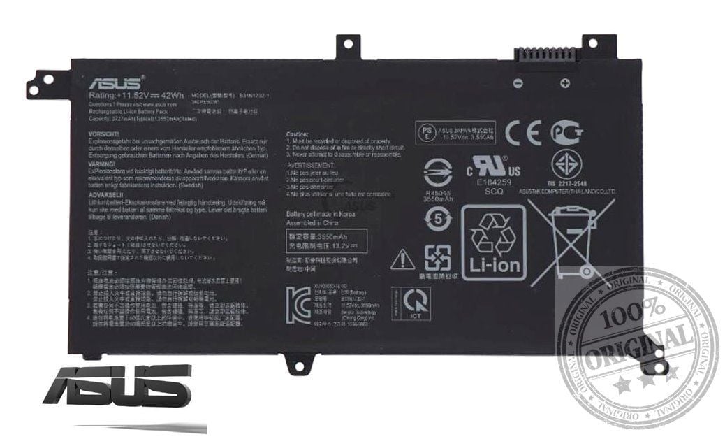 Asus Orjinal S14 S430F, X430U S430FN, X430UA X430UN, X430UF X430FA, X430FN B31n1732 B31N1732-1 VivoBook 15 X571G, X571L X571GD, X571GT X571LI, X571LH A571, F571, FX571, K571 NX571, RX571, S571 X571g, X571gd, X571lh, X571lı, X571gt V430 UX502VD  Batarya