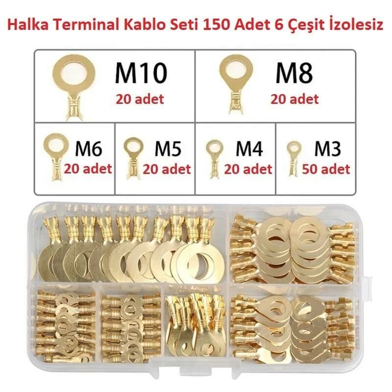 Halka Terminal Kablo Seti 150 Adet 6 Çeşit İzolesiz