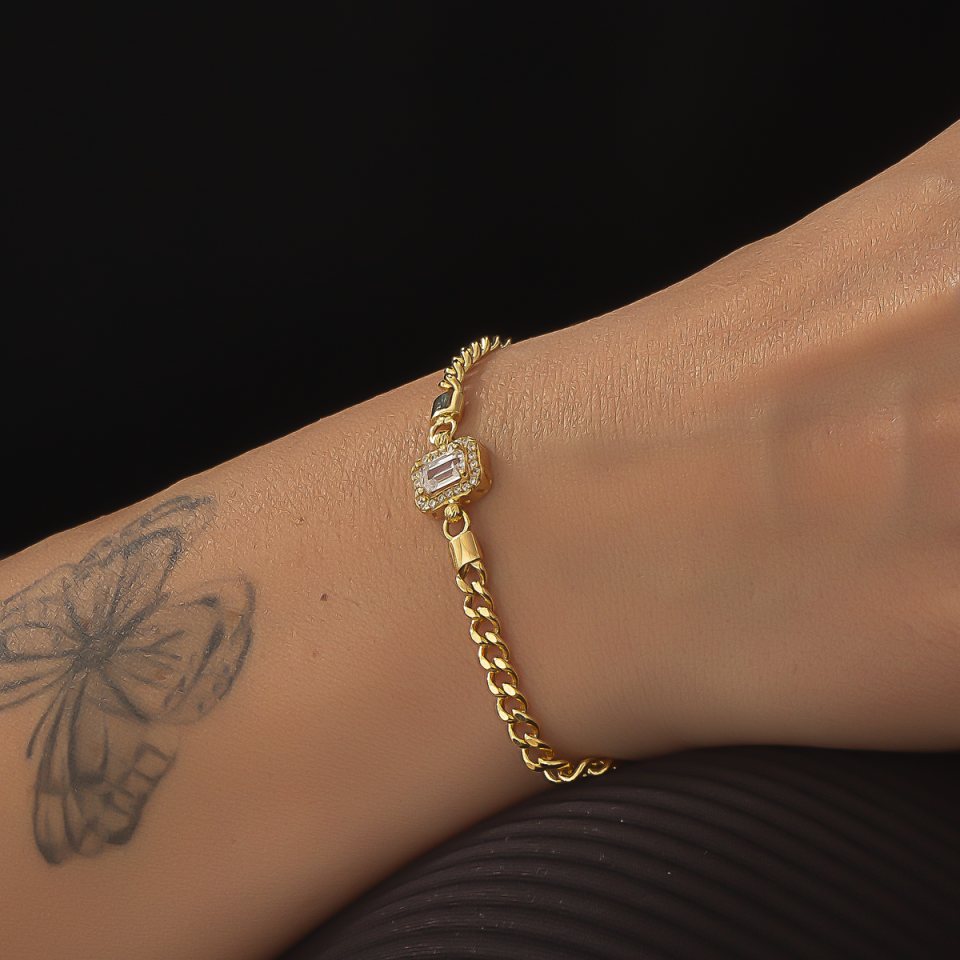 Altın Baget Taşlı Bileklik 6TEK775