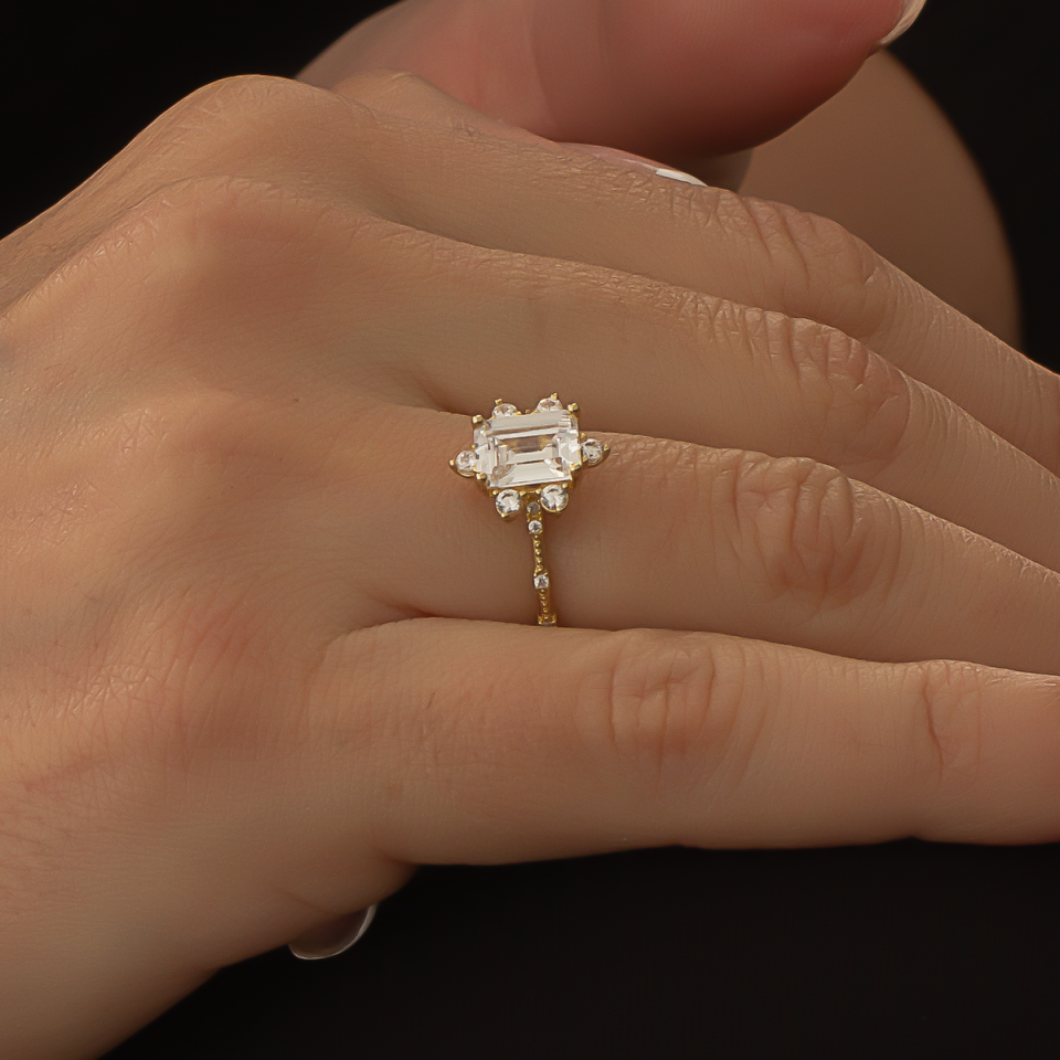 Altın Baget Yüzük 6TEK850