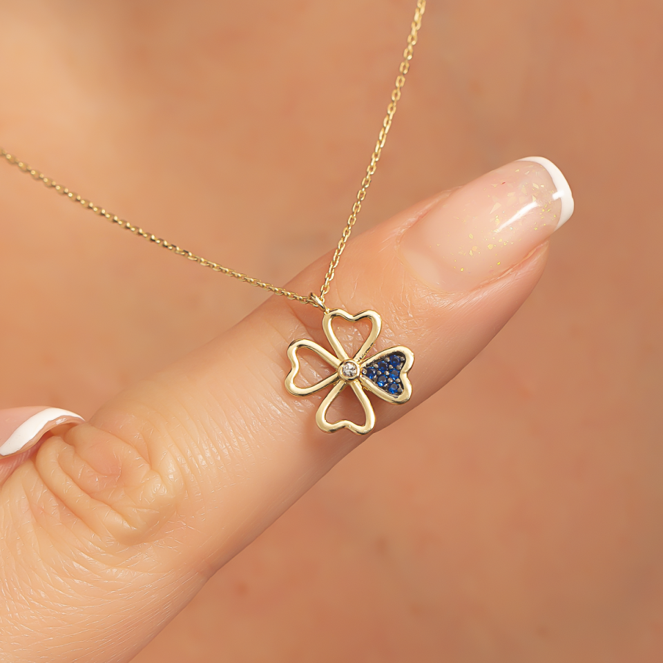 Pırlanta Taşlı Yonca Kolye