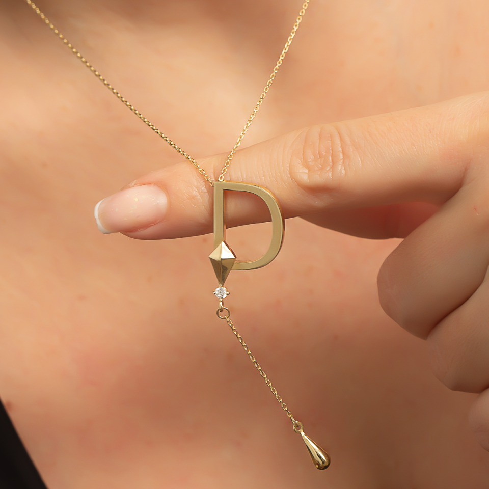 Altın D harfi Kolye B929589