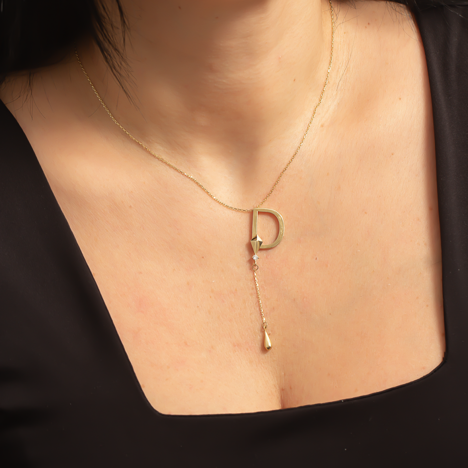 Altın D harfi Kolye B929589