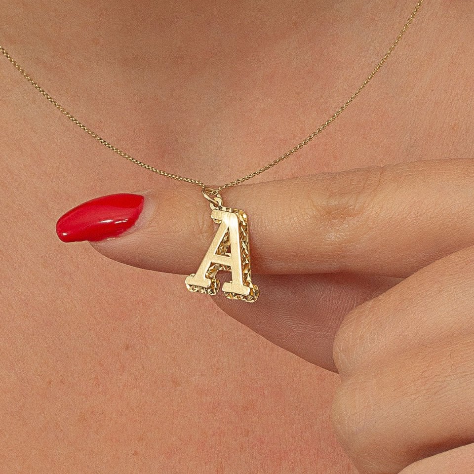 Altın A harfi Kolye B930754