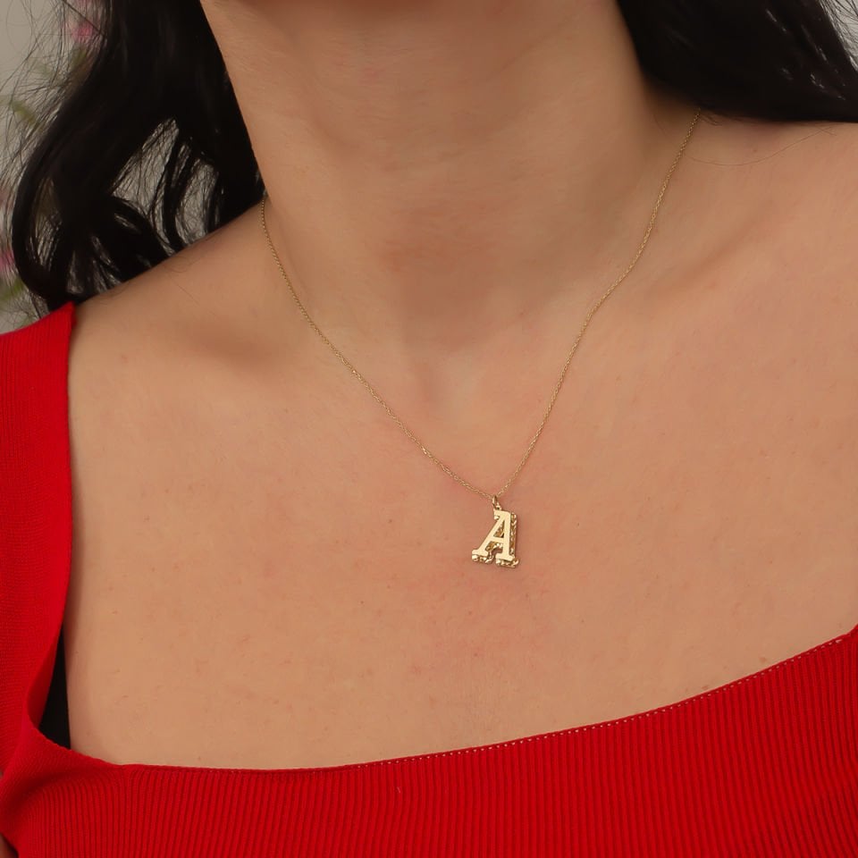 Altın A harfi Kolye B930754