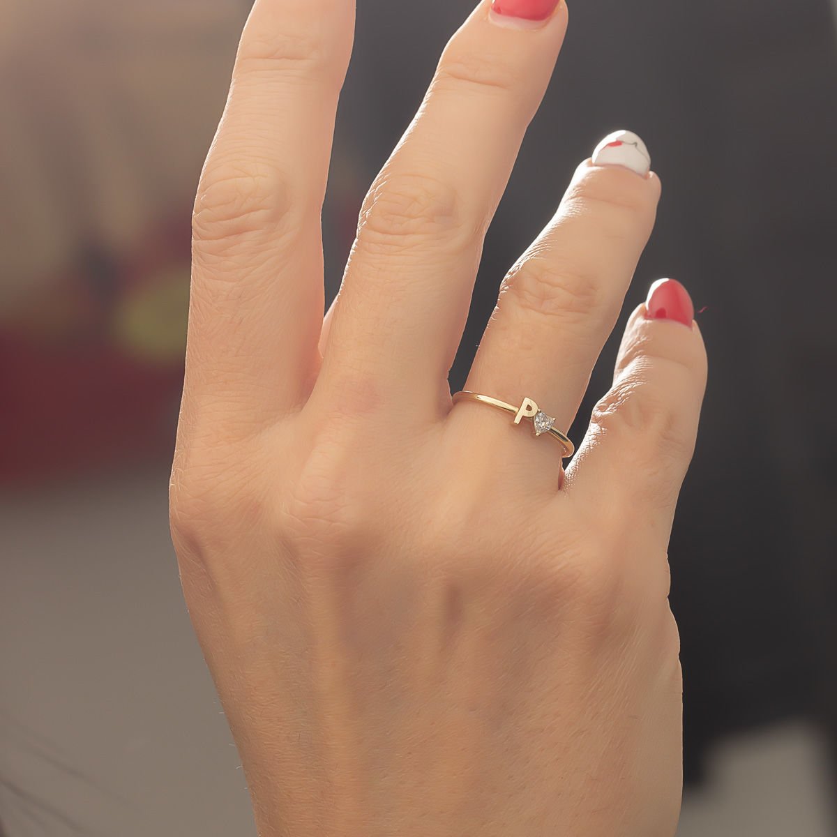 Altın P harfi Yüzük B933374