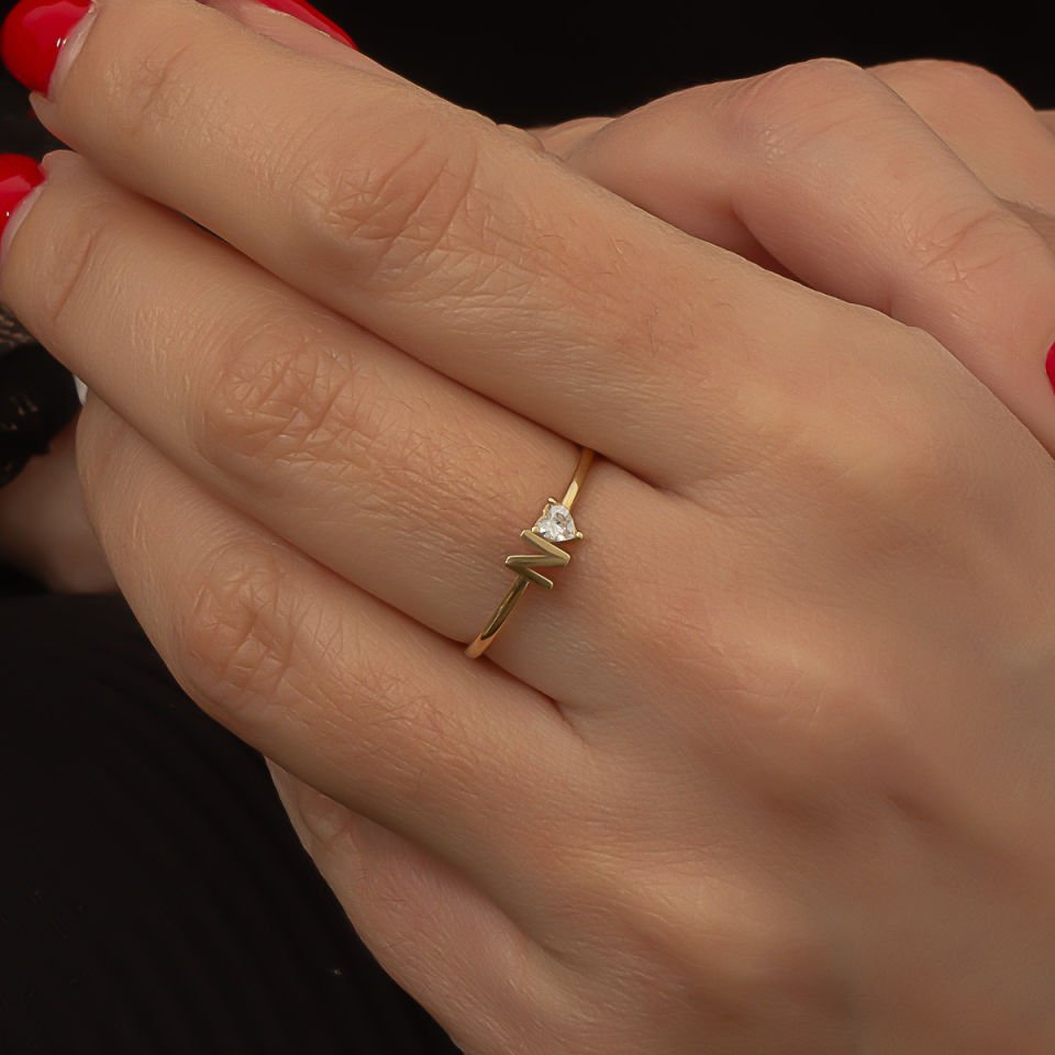 Altın N Harfi Yüzük B933377