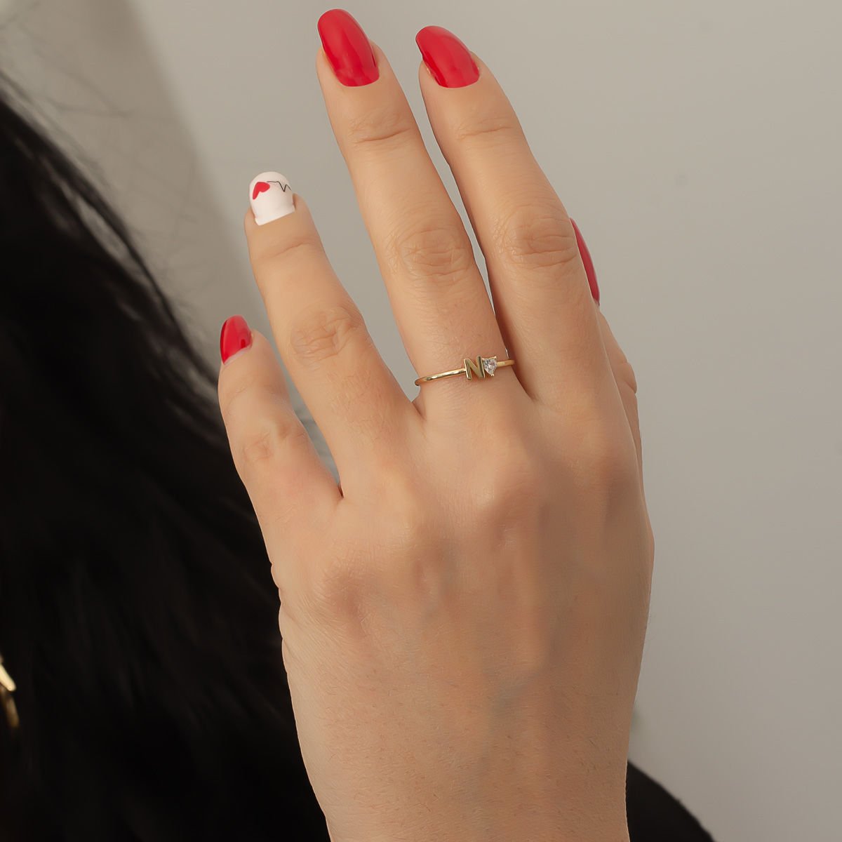 Altın N Harfi Yüzük B933377