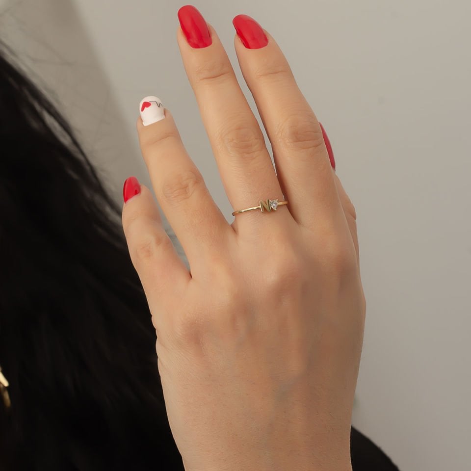 Altın N Harfi Yüzük B933377