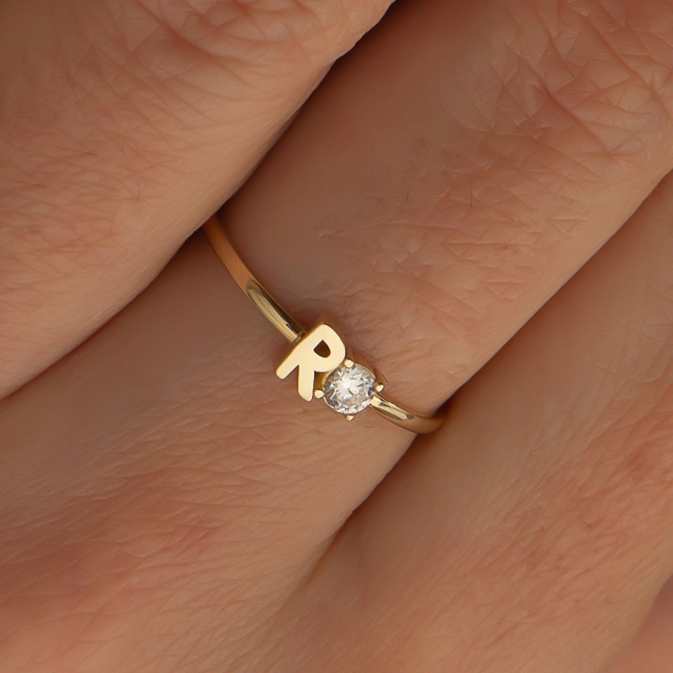 Altın R Harfli Yüzük B933385