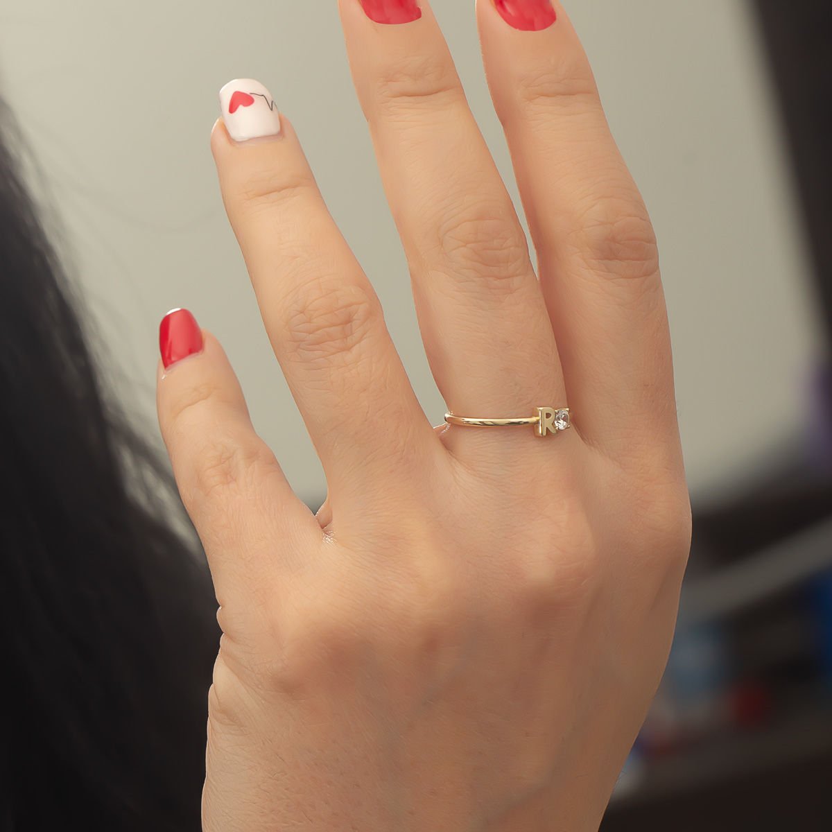 Altın R Harfli Yüzük B933385