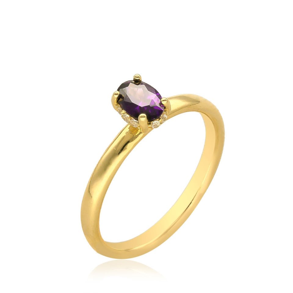 Altın Mor Taşlı Yüzük B629866