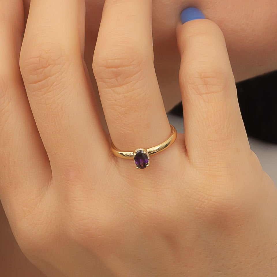 Altın Mor Taşlı Yüzük B629866