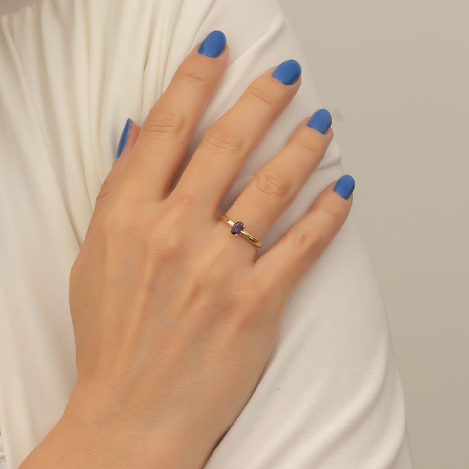 Altın Mor Taşlı Yüzük B629866