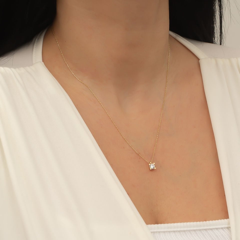 Altın Tek Taş Kolye B913866