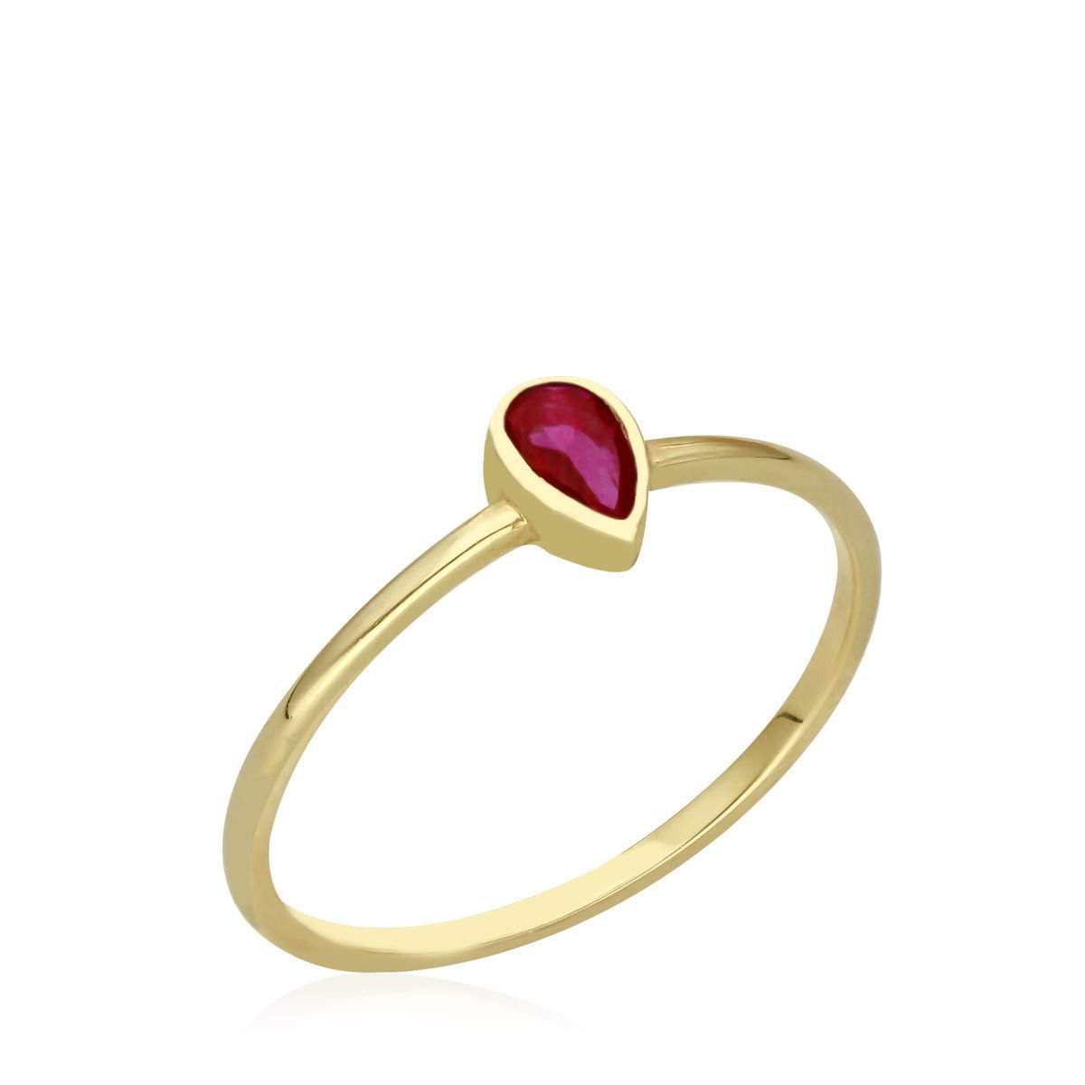 Kırmızı Taşlı Altın Yüzük