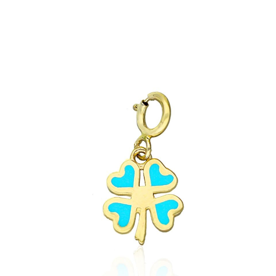 Altın Mavi Yonca Charm